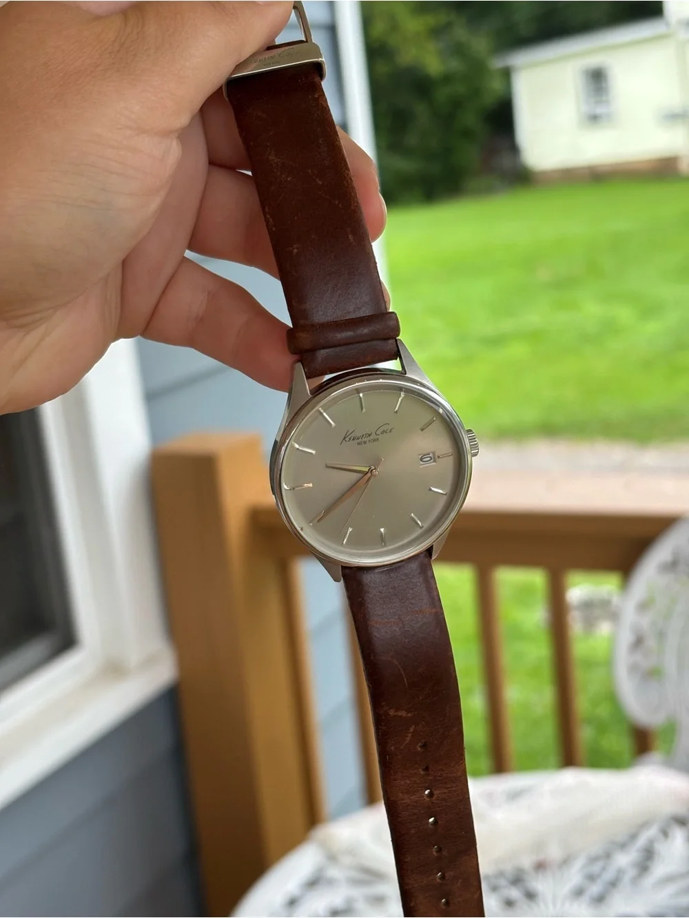 Kenneth Cole Classic Silver Dial Brown Leather Watch